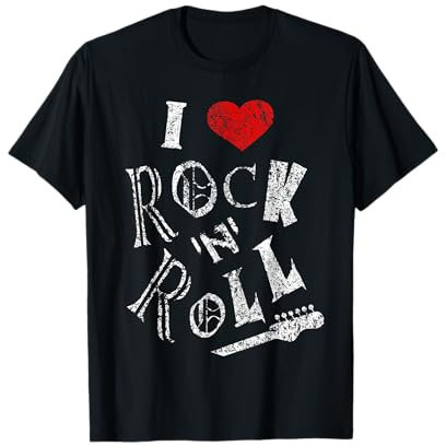 Love Rock n Roll Musik Gitarre Liebe Herz Vintage Rockn Roll T-Shirt
