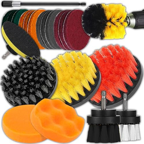 Retoo Bürstenaufsatz Bohrset Set 22 Stück Bohrmaschine, rotierende Reinigungsbürste 2 3,5 4 5 Zoll, Akkuschrauber Bürste, Drill Brush Nylonborsten für Badewanne Fliesen Küche Böden Auto Felgen, Grill