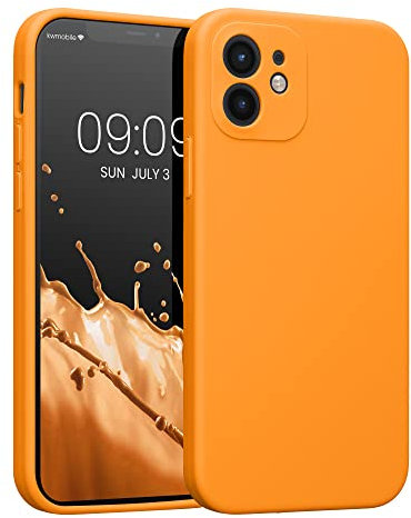 kwmobile Case Compatible with Apple iPhone 12 Case - Slim TPU Silicone Phone Cover - Soft Touch Finish - Fruity Orange