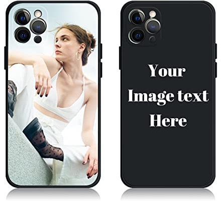 AnNengJing Custom Soft Liquid Silicone Cases Full-Body Protective Personalized Photo Name Text Logo Phone Cover for iPhone 11 Pro Black