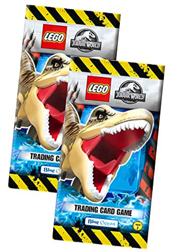 Lego Jurassic World Serie 2 Karten - Trading Cards - 2 Booster Sammelkarten Bundle + 10 Originale Hüllen