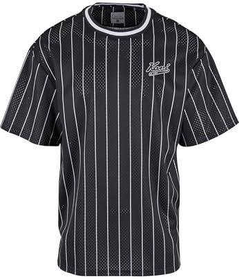 Karl Kani Herren KM231-031-2 KK Chest Varsity Pinstripe Mesh Tee Light Black/White M lightblack/White