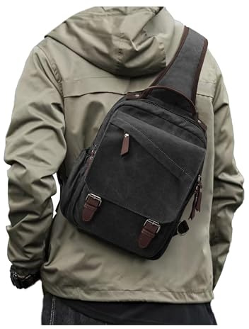 sling bag,canvas messenger bag for men,crossbody bag for women,Black