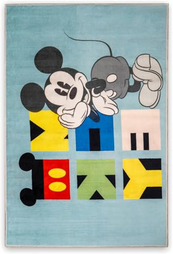 TAÇ Disney Teppich für Kinder, offizielles Lizenzprodukt, für Kinderzimmer, Spielzimmer, Rutschfester und waschbarer Teppich, Mickey Maus, 80 x 120 cm