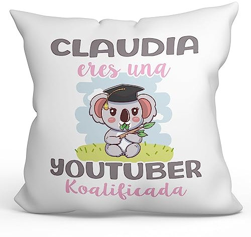 Mugffins Personalisierte Kissen mit Füllung mit Spruch für YOUTUBERIN Frau - Auf Spanisch - Koalificados Personalizados - 40 x 40 cm - Individuell Anpassbar Geschenk fue Mitarbeiter