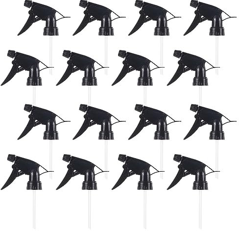 GOMAKERER 16 Pcs Spray Bottle Nozzle, Black Plastic Spray Bottle Nozzle Heavy Duty Spraying Bottle Replacement Part for Home Office Cleaning Household Supplies