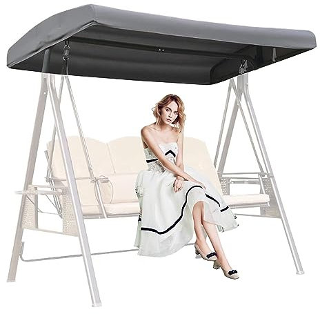 DFANCE Replacement Canopy for Swing Seat 2 3 Seater Hammock Cover Top Garden Outdoor,Sunscreen Patio Swing Canopy Cover Waterproof Swing Top Cover,Grey,190T:191 * 120 * 18/23cm