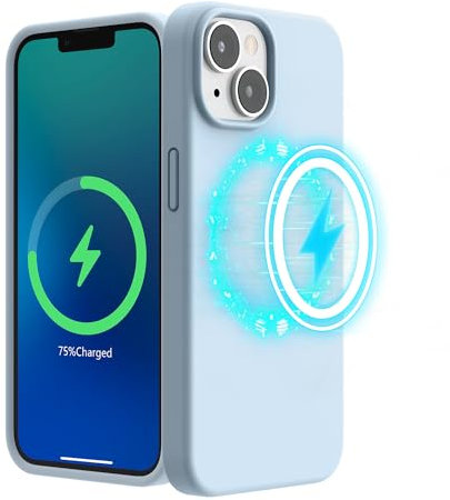 SURPHY Magnetic Case Designed for iPhone 13 mini Case (5.4 inch 2021 Release), with Microfiber Lining Liquid Silicone Phone Case for iPhone 13 mini (Cloud Blue)