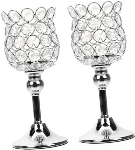 Zerodeko 2st Kerzenhalter Aus Kristall Kerzenhalter-Statue Kerzenleuchter Einfache Kerzenständer Esszimmertischdekoration Kerzenbasis Votiv-teelichthalter Kristalldekor Haushalt Base