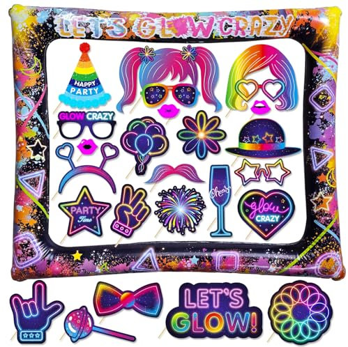 Let's Glow Fotobox Accessoires Neon Foto Requisiten Aufblasbarer Fotorahmen Geburtstag Karneval Hochzeit Party-Zubehör