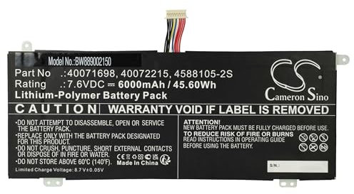 vhbw batteria compatibile con Dynabook Satellite Pro C40-H-113, C40-J-10Z, C40-G-13F, C40-H-103 notebook (6000mAh, 7,6V, Li-Poly)