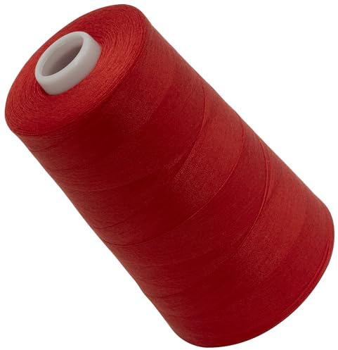 AERZETIX - C72385 - Bobina cono di filo per cucire 120 (40/2) 4000 m - in poliestere - colore rosso scarlatto - sartoria merceria corda cordone cucito abbigliamento pelletteria