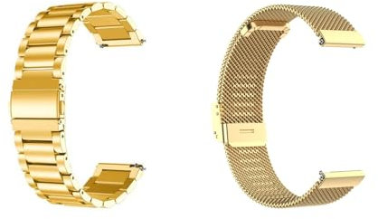 Generic 2 Stück Metallarmband Kompatibel mit Polar Ignite/Ignite 2/Ignite 3 Armbänder, 20mm Mesh Gewebte Edelstahl Uhrenarmband Solid Metall Armband für SmartBand, 2 Stück Gold