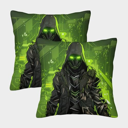 XIAOZUUWEI Japanischer Ninja 2 Stück Kissenbezug, Thema Deko Kissenhülle Sofa Kissenbezüge Outdoor Garten Versteckter Reißverschluss Innen Deko 40x40cm