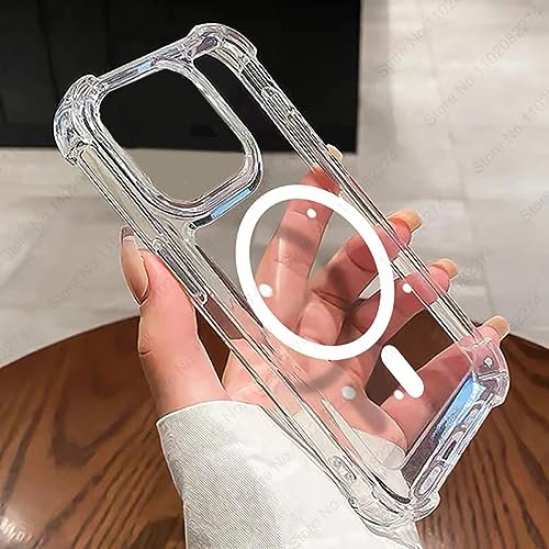 NUZIXINXW Transparente magnetische kabellose Ladehülle für iPhone 15 14 13 12 11 Pro Max, stoßfestes Cover-Zubehör, transparent, für iPhone 14 Pro Max