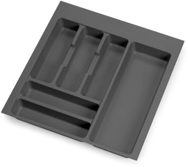 emuca Besteckeinsatz Optima für Schrankbreite 50 cm, Rand schneidbar (B 404-436 x T 418-482), Kunststoff, Anthrazitgrau