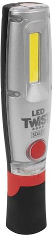Sealey LED Twist Rechargeable Inspection Light, 16W COB LED & 1W SMD, 2000lm, Rotating Magnetic Base - LED2001, Grey
