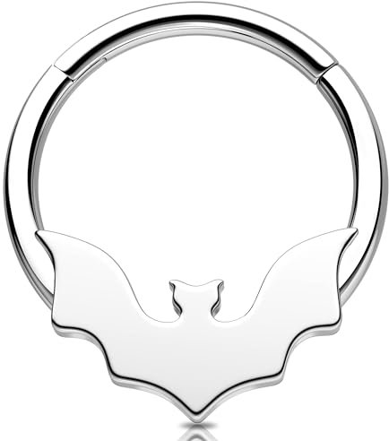 Melighting Fledermaus Septum Ring 16G Knorpel Ohrring Halloween Helix Ohrringe Septum Piercing Schmuck Conch Daith Ohrringe für Frauen Männer, 8 mm, Edelstahl