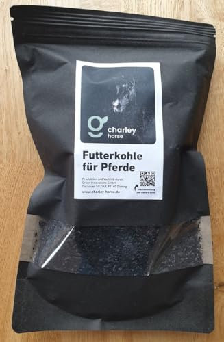 Charley Futterkohle für Pferde - 1L Probepackung Premium Futterkohle für eine gesunde Verdauung, zur Vorbeugung und als natürliche Sofort-Hilfe bei Koliken und Kotwasser