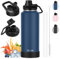 Thermobecher Kaffeebecher to Go 40oz, KETIEE Trinkflasche Edelstahl 1L Trinkflasche Sport mit Strohhalm 2 Deckel Auslaufsichere Wasserflasche BPA-Frei Thermosflasche Kaffeebecher Thermo, Marineblau