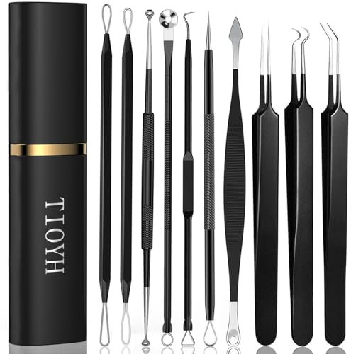 Professionelle Pimple Popper Tool Kit, 10 PCS Mitesser Entferner Pinzette, Extraktor Akne Entfernung Kit für einfache Entfernung für Pickel, Komedonen Extraktor Tools für die Entfernung von Zit