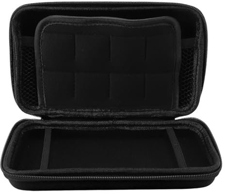 ASHATA Tragetasche für 3DS für New 3DS XL für New 2DS XL, Hartschalen Reisetasche für Super NES Edition für New 2DS XL mit 8 Game Slot Innentasche (Black)