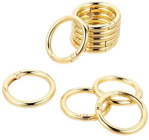 10 Stück Schlüsselanhänger Gold Klein,Ymapinc 25 mm O-Ring Karabiner Karabinerhaken Rund Gold Karabinerhaken Klein Federspaltringe für DIY Handwerk Tasche Schmuck