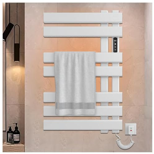 HJXBD888 Scaldasalviette Elettrico, Scaldasalviette Elettrico con Timer/Temperatura Regolabile/Display a LED, Scaldasalviette Elettrico,B-White