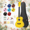 Dripex 23 Zoll Konzert Ukulele Set - Vintage Kleine Gitarre Kit für Erwachsene und Kinder, Anfänger Mit Tasche, Tuner, Gurt, Bedienungsanleitung, Saite (Gelb)