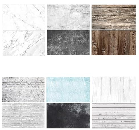 ZUOMIDIE Photography Background 6 Pieces 57 x 88 cm 2 in 1 Food Flat Lay Table Top Double Sided Backgrounds for Gourmet, Cosmetics,Tableware,Blogger Online Shops Product