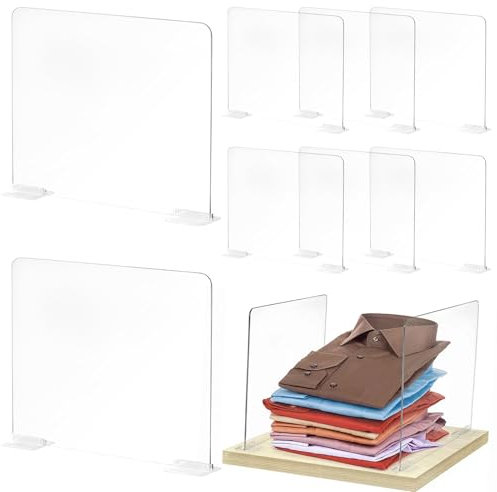 Feibety 8Pcs Clear Acrylic Shelf Dividers,Adjustable Clothing Organizer Shelf Separator,Transparent Handbag Storage Shelf Dividers for Purse Holder,Wood Closet,Bedroom,Kitchen and Office Shelves