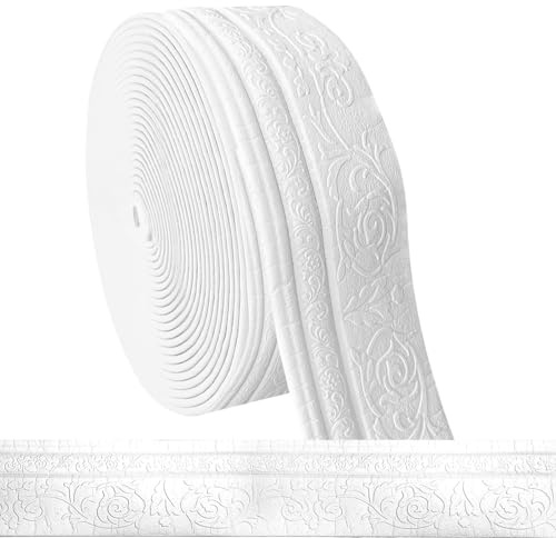 Frise autocollante 3D moulures en stuc murales, 10 m x 10 cm x 5 mm, moulures décoratives, autocollantes, étanches, bordure en rouleau, pour coins, lignes, plafonds, décoration de plafond, blanc