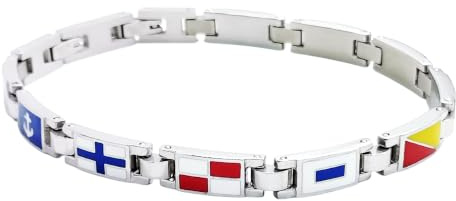 Generico Bracciale Uomo in Acciaio Inox con Bandiere Smaltate Regolabile Regalo per Ragazzo Compleanno Anniversario
