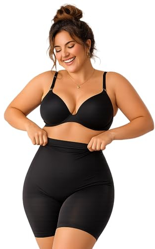 CFab Shapewear Damen Bauchweg Shorts mit hohem Bund | Weiches nahtloses Material mit mittlerer Kompression Anti Slip Silikon und verlängertem Bein für sicheren Alltagssitz
