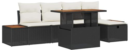 vidaXL Garten-Sofa-Set 6 STK. Schwarz Poly-Rattan