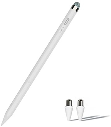 Stylus Pen A16 for iPad 2018-2025, Dual-Tip，2x charging，Tilt Sensitivity Pencil Compatible iPad 11/10/9/8/7/6th Gen, Pro 12.9/11/13 Inch M4, Air 3/4/5/M2/M3, Mini 5/6 (White)