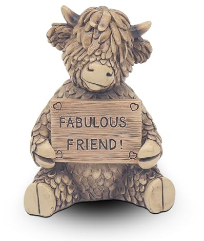Lesser & Pavey Hughie Highland Cow Fab Friend Decor Figurine | Friendly Character Style, Charming Detail, Decorative Accent, Freestanding, Ideal for Home and Office Decor, Gift Ready