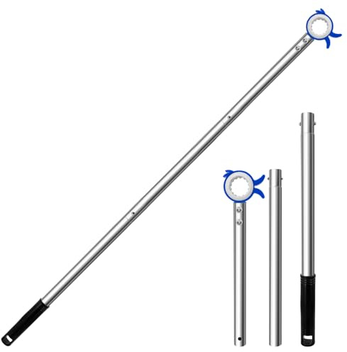 Stockhaken für Dachfenster Stange Zum Öffnen - Fenstergriff Verlängerung, Fensteröffner Verlängerung Aus Edelstahl, Dachluken Haken für Velux Dachfenster, Teleskopstange Fenster Öffnen (92cm, Blau)