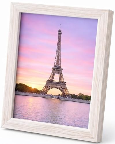 Abio Bilderrahmen 20x30cm Vintage Weiß MDF Acrylglas Fotorahmen Frame Posterrahmen für Fotos Bilder Poster Rustikal Vintage Retro