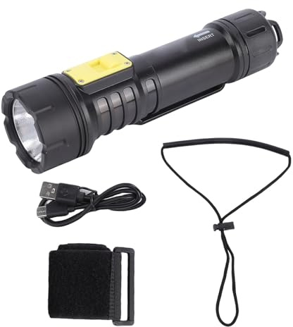 Denash Potente Torcia per Immersioni a LED, Design a Interruttore Magnetico, USB Ricaricabile, Chiara visibilità, Prestazioni di Lunga Durata, Torcia a Prova di Acqua Profonda per il