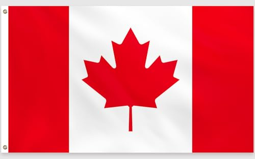 PartyYaa Kanada Flagge, 150 x 90 cm Kanadische Flagge Einseitiger Druck mit 2 Messing-Ösen, Wasserfest, Canada Banner für Nationalfeiertag, WM, Straßen, Garten, Bar Party Deko