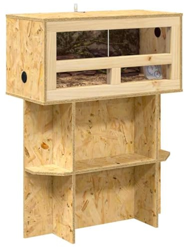 vidaXL Terrarium Braun 60 x 30 x 80 cm OSB, Holz-Terrarium, rechteckig, Stabiler Lebensraum, sicheres Zuhause für Reptilien und Amphibien
