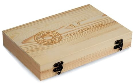 Generisch Lot de 50/100 boîtes de rangement en bois pour capsules de | monnaie - Avec pochettes rondes en plastique - Organiseur numismatique - Boîte de rangement universelle pour la maison