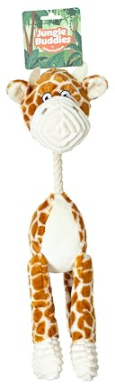 Animal Instincts Jungle Buddies Giraffe Plush Dog Toy with Squeaker, Large | Soft Plush Material, Interactive Rope Design, Durable for Chewing, Engages Natural Instincts