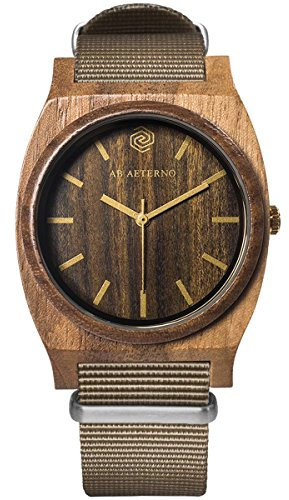 AB AETERNO Journey Gold Sand Walnuss Holz Swiss Quarz Hypoallergen Unisex Uhr