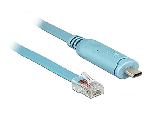Delock Adapter USB 2.0 Typ-C Stecker > 1 x Seriell RS-232 RJ45 Stecker 3,0m blau