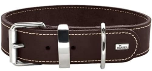 HUNTER AALBORG SPECIAL Hundehalsband, Leder, strapazierfähig, komfortabel, 50 (S-M), dunkelbraun