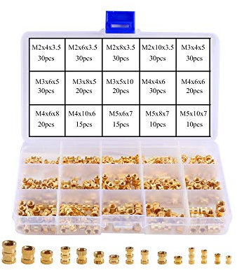 KINDPMA 330pcs Gewindeeinsatz M2 M3 M4 M5 Einpressmutter Gewindebuchsen Innengewinde Rändelmuttern Messing Einbettung Muttern Sortiment für Spritzguss 3D Drucker, Female Thread Nut mit Box