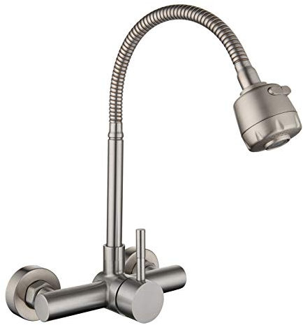 HomeLava Edelstahl Wasserhahn Wandmontage Küchenarmatur 360° drehbar Küche Wand Spültischarmatur Einhebelmischer Mischbatterie