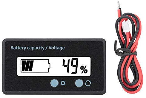 Battery Capacity Display, GY-6GS Battery Capacity Tester Waterproof Battery Capacity Monitor Indicator LCD Display 12-84V Battery Indicator Voltmeter Monitor Detector(White)
